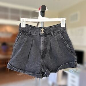 black denim shorts